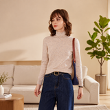 Womens Speckled Cashmere Sweater Long Sleeve Turtleneck Cashmere Pullover