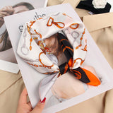 21''x21'' Womens Silk Chic Printed Square Silk Scarf