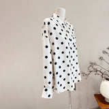Womens Long Sleeve Silk Shirt Polka Dot Button-Up Silk Blouse