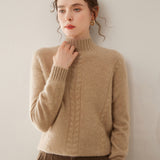 Womens Ribbed Mock Neck Cashmere Sweater Cable Knit Cashmere Pullover