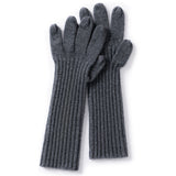 Womens Cashmere Knit Gloves Ribbed Cashmere Gloves with Long Cuffs