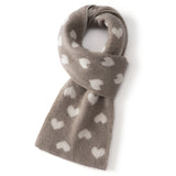 Kids Heart Print Cashmere Scarf Knitted Cashmere Winter Scarf for Children