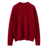 Womens Long Sleeve Pure Cashmere Sweater Crew Neck Cashmere Knit Pullover