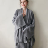 Womens Cashmere Cardigan Open Front Draped Long Sleeve Cashmere Knit Sweater