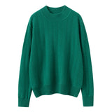 Womens Long Sleeve Pure Cashmere Sweater Crew Neck Cashmere Knit Pullover