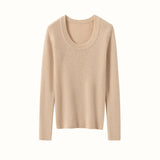Womens Scoop Neck Cashmere Sweater Long Sleeve Cashmere Knit Top