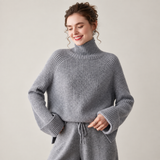 Womens Ribbed Cashmere Sweater Turtleneck Cashmere Raglan Pullover