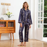 Blossom Print Silk Pajamas for Women Floral Silk Sleepwear Silk Pajama Set Silk Pj Set