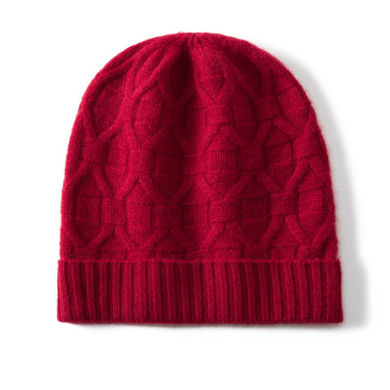 Cashmere Beanie for Fall Winter Solid Cashmere Chunky Knit Hat Winter Gifts for Adults