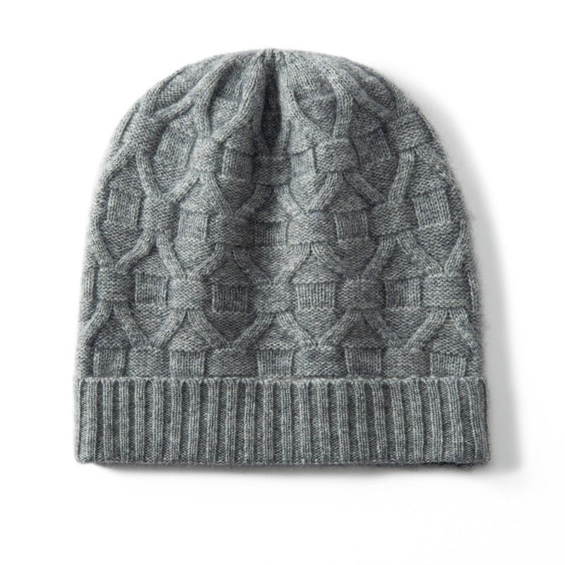 Cashmere Beanie for Fall Winter Solid Cashmere Chunky Knit Hat Winter Gifts for Adults