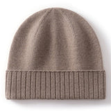 Cashmere Beanie Ribbed Cuff Winter Pure Cashmere Knit Cap Cashmere Hat