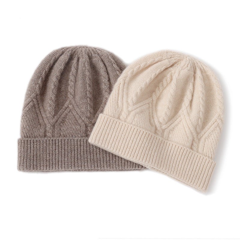 Cashmere Beanie with Folded Brim Unisex Cashmere Knit Cap Cashmere Winter Hat