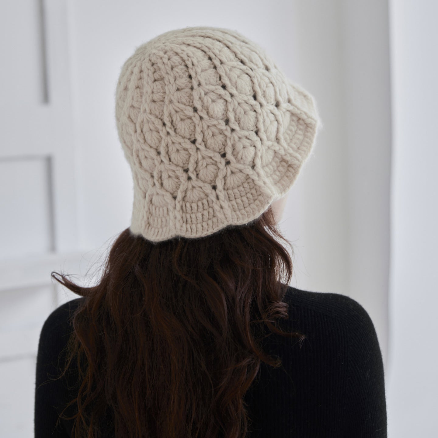 Chunky Cashmere Bucket Hat Cashmere Hat Flared Brim Cashmere Cloche Hat