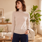 Womens Speckled Cashmere Sweater Long Sleeve Turtleneck Cashmere Pullover
