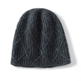 Diamond Cashmere Beanie Textured Cashmere Knit Hat for Men and Women
