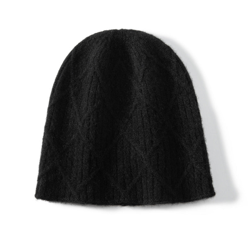 Diamond Cashmere Beanie Textured Cashmere Knit Hat for Men and Women