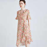 Floral pure Silk Dress for Ladies Guest Party Silk Floral Dresses