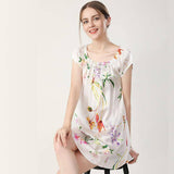 Floral Print Silk Nightgown For Women Loose Silk Nightdress