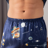 Galaxy Printed Silk Pajama Set For Mens Luxury Silk Nightwear