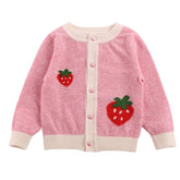 Girls Pure Cashmere Cardigan Kids Strawberry Button Front Cashmere Sweater