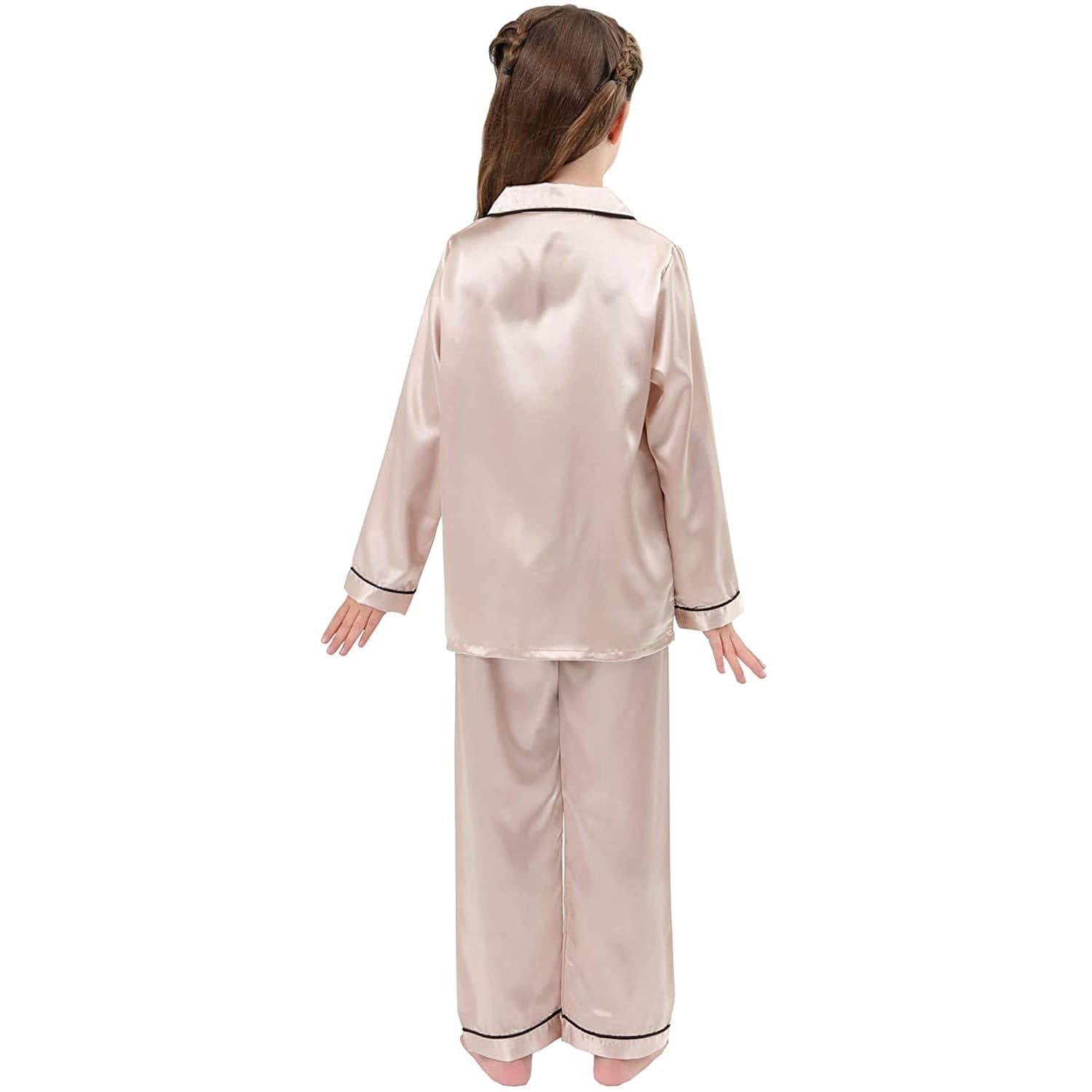 Girls Silk Pajama Set Long Unisex Silk Pajamas For Kids
