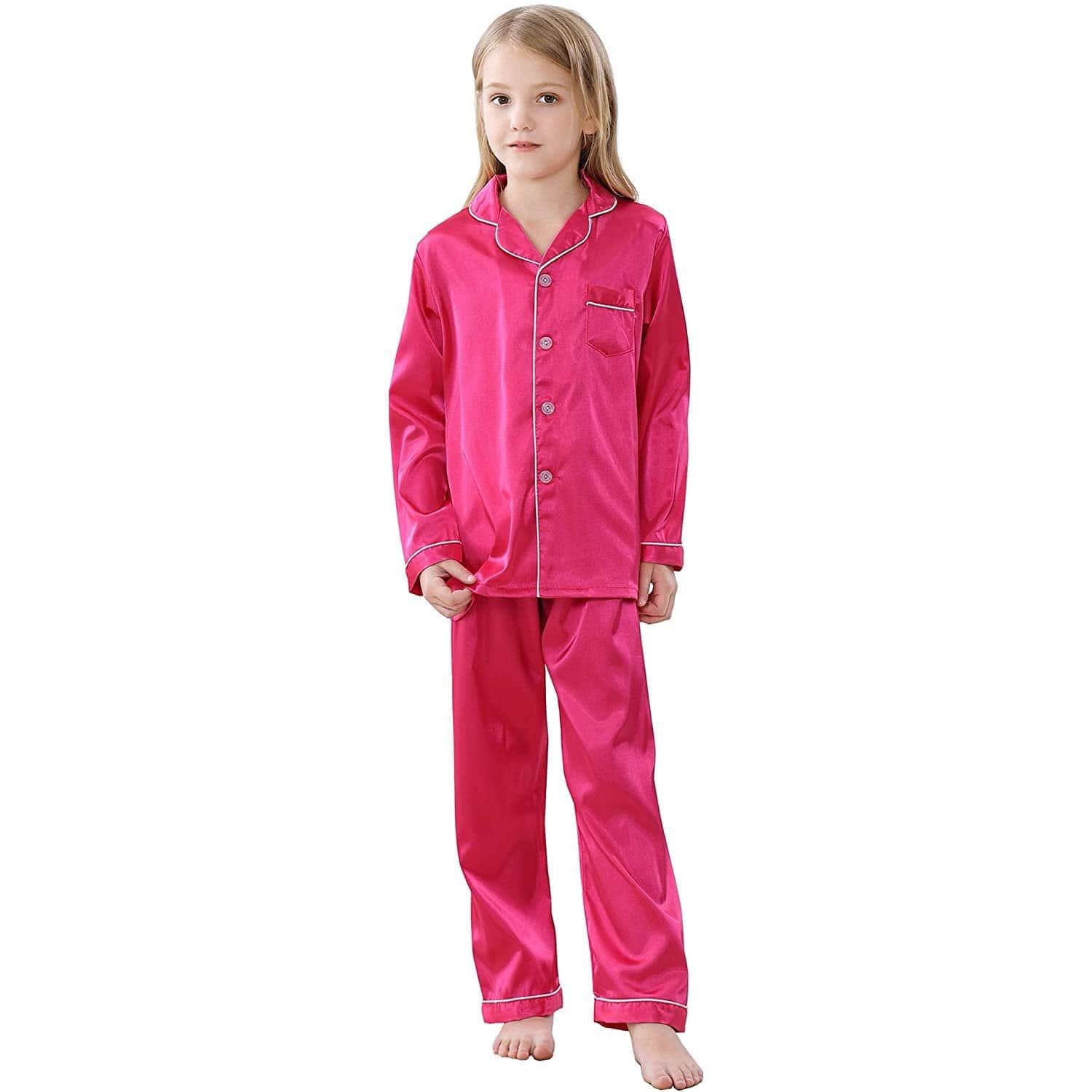 Girls Silk Pajama Set Long Unisex Silk Pajamas For Kids