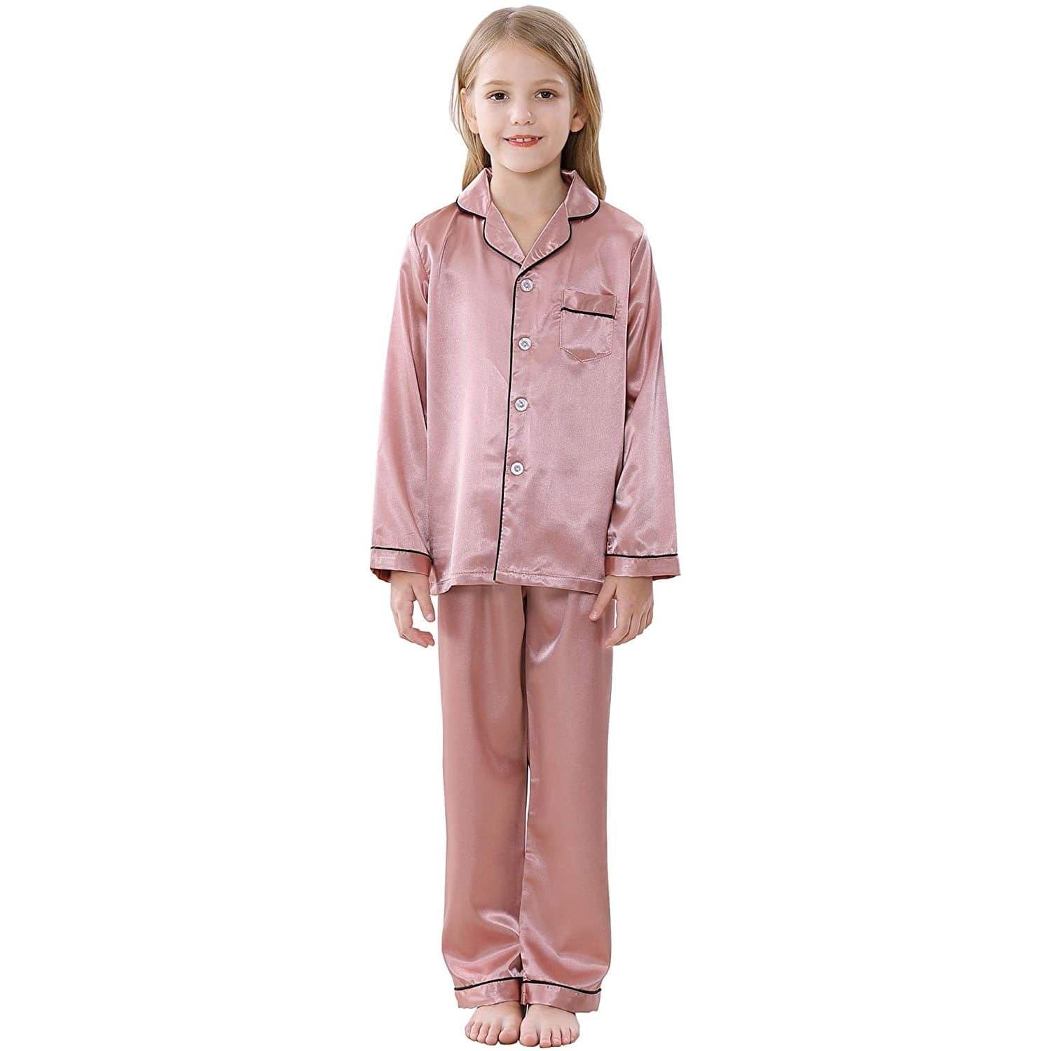 Girls Silk Pajama Set Long Unisex Silk Pajamas For Kids
