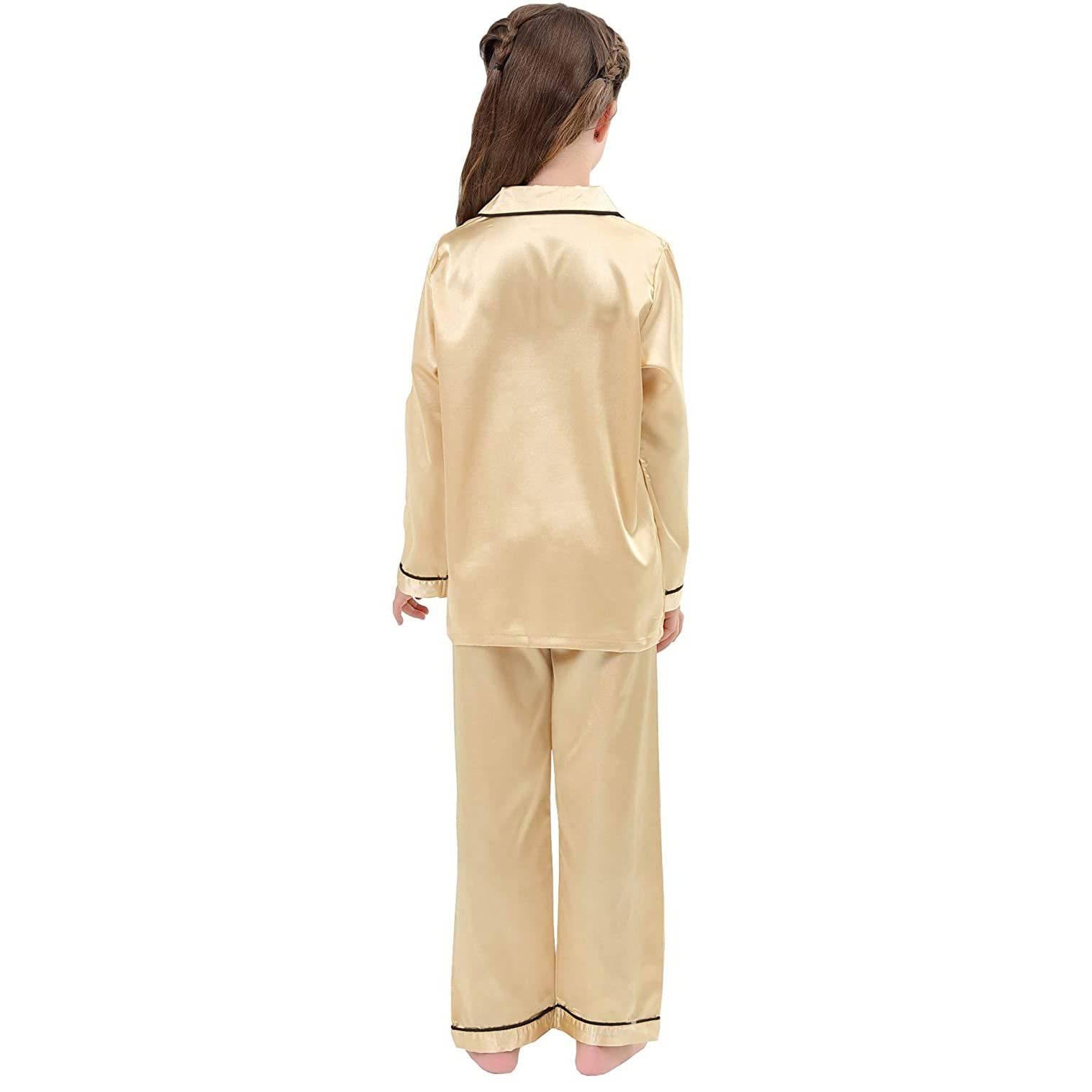 Girls Silk Pajama Set Long Unisex Silk Pajamas For Kids