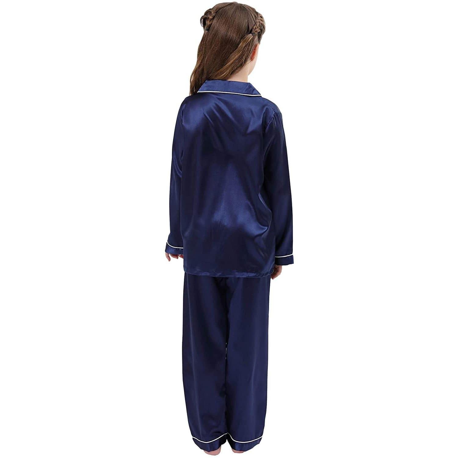 Girls Silk Pajama Set Long Unisex Silk Pajamas For Kids