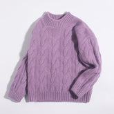 Kids Cable Knit Cashmere Sweater Crew Neck Long Sleeve Cashmere Pullover