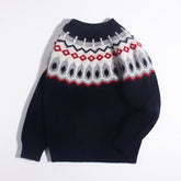 Kids Cashmere Sweater Nordic Fair Isle Pattern Long Sleeve Cashmere Top