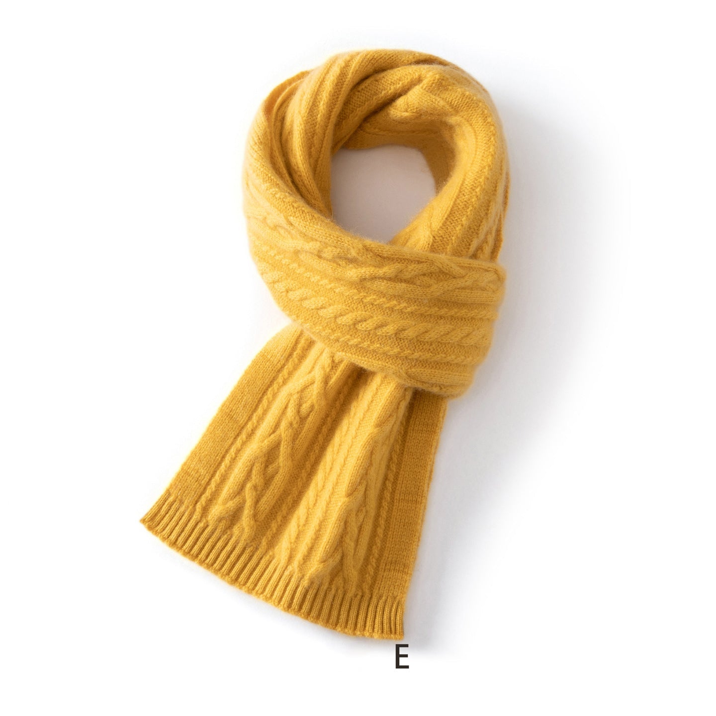Kids Colorful Knit Cashmere Scarf Pure Cashmere Cable Scarf with Ribbed Ends