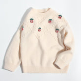 Kids Pure Cashmere Sweater Embroidered Strawberries Cashmere Pullover