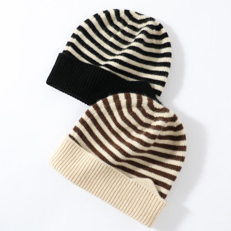 Kids Striped Cashmere Beanie Soft Cashmere Hats for Children
