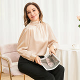 Ladies Silk Blouse Ruffle Collar Mulberry Office Work Silk Shirts