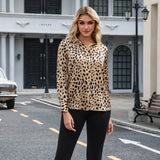Leopard Print Silk Blouse Silk Button Down Shirt Silk Blouses for Women