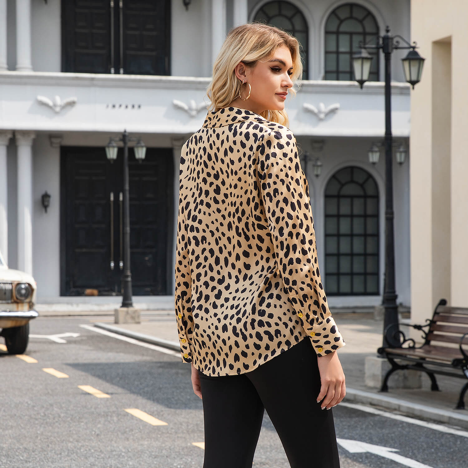 Leopard Print Silk Blouse Silk Button Down Shirt Silk Blouses for Women