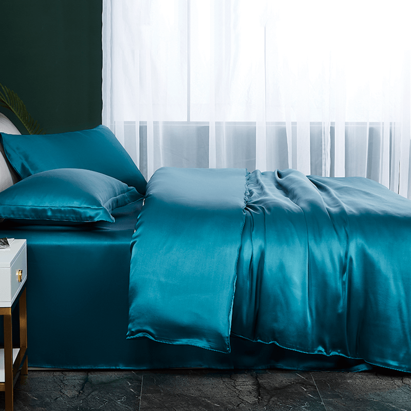 Luxury 100% 19 Momme 4PCS Silk Duvet Cover Set (fitted sheet)