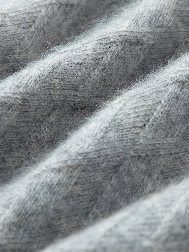 Mens Diamond Pattern Cashmere Sweater Crew Neck Long Sleeve Knit Sweatershirt