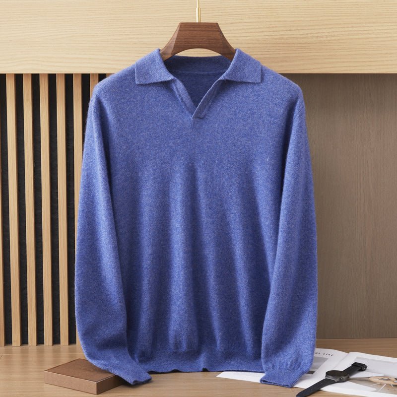 Mens Polo Collar Cashmere Sweater Collared Cashmere Knit Pullover