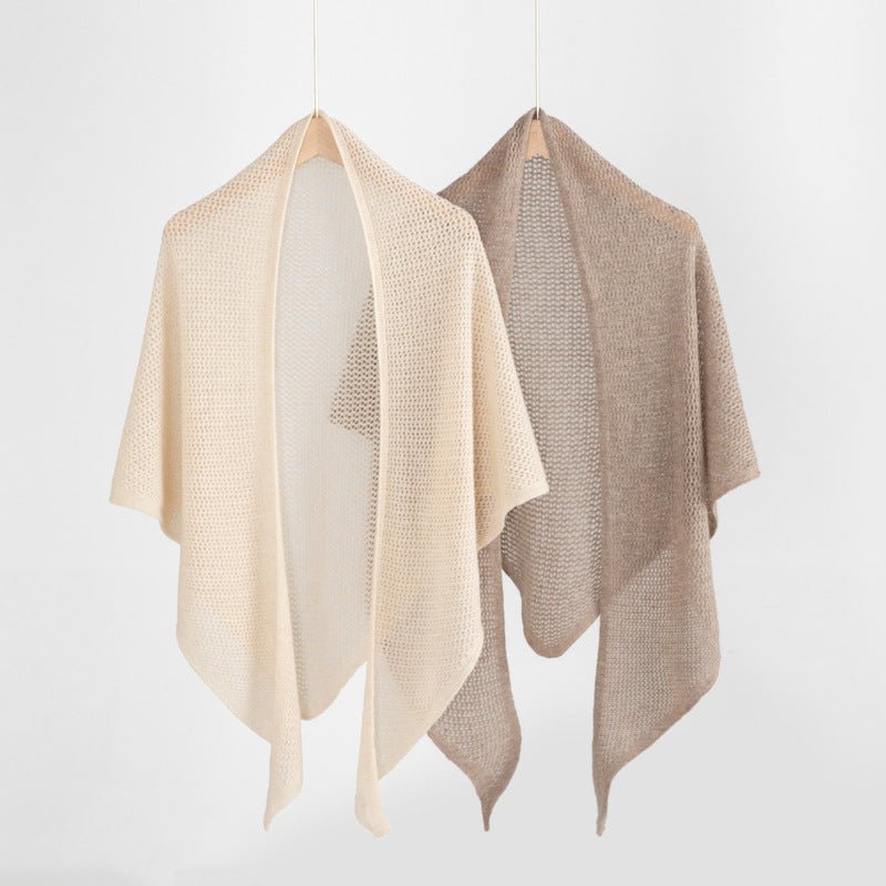 Open Knit Cashmere Cape Shawl Cashmere Triangle Scarf Cashmere Bandana