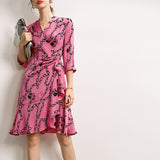 Popular Women's Silk Floral Dress 100% Pure Mulberry Silk Chic Dresses