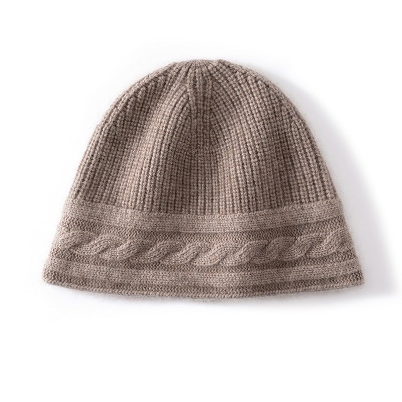Pure Cashmere Beanie Ultra Soft Womens Cashmere Hat Rib Beanie with Cable Band