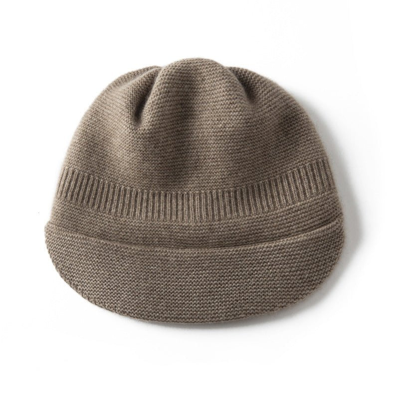 Pure Cashmere Knit Visor Cap Cashmere Beanie with Brim Cashmere Knit Hat