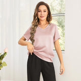 Pure Silk Blouses Short Sleeves Womens Pure Silk Top