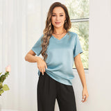 Pure Silk Blouses Short Sleeves Womens Pure Silk Top