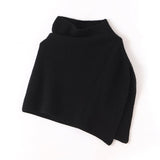 Ribbed Mock Neck Pure Cashmere Cloak Waistcoat Cashmere Scarf