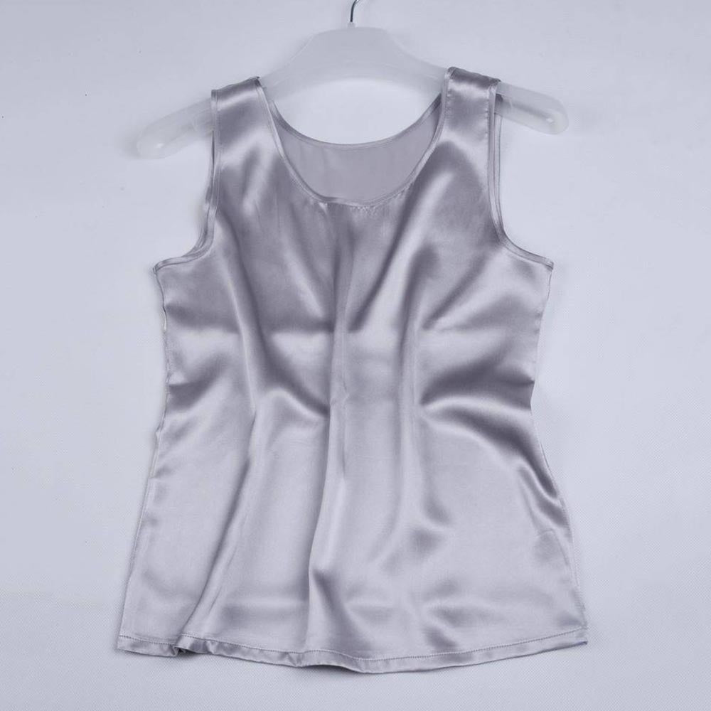 Round Neck Mulberry Silk Tank Top For Women