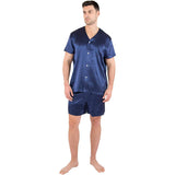 Short Silk Pajama Set For Men Loose Silk Sleepwear