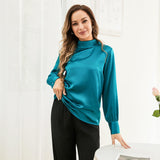 Silk Blouses For Women 100% Stand Collar Office Silk Shirts
